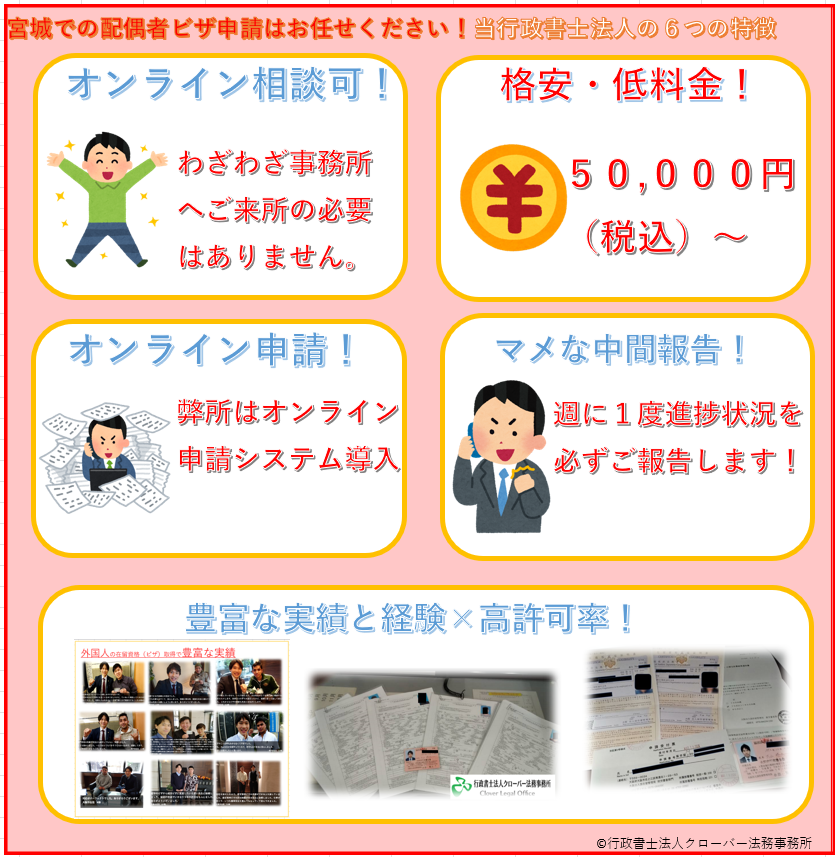宮城県での配偶者ビザ申請